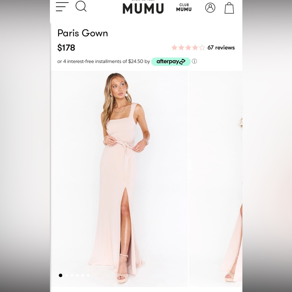 Show Me Your Mumu- Paris Gown Dusty Blush Stretch Size Small